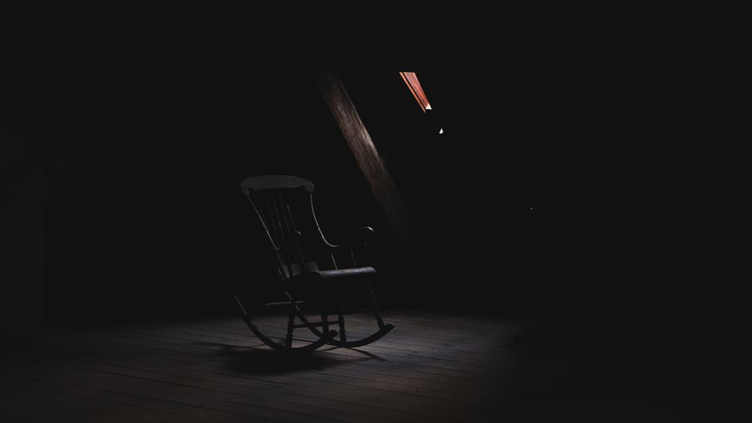Rocking chair in an attic