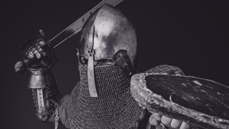 Knight in Armor with a shield and sword