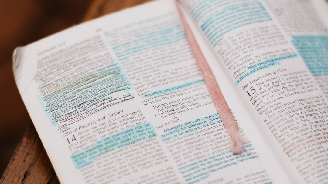 Bible open on a table