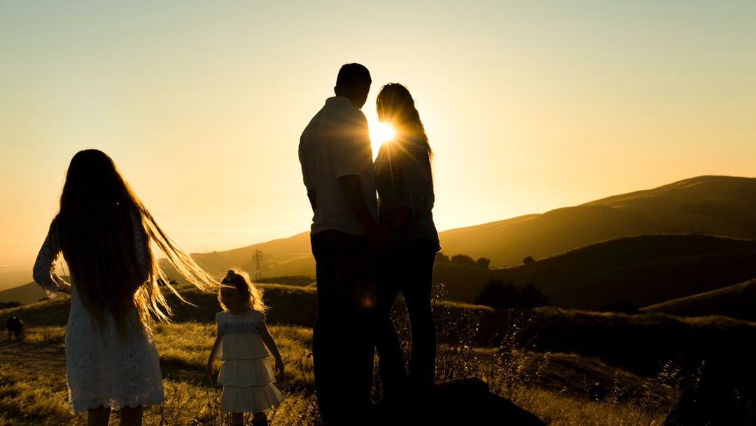 family at sunset