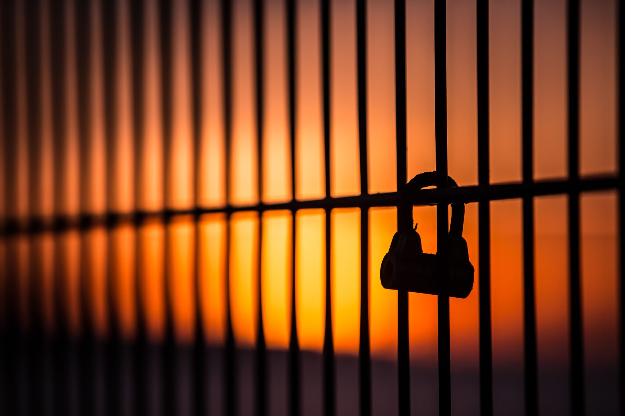 Metal bars with a padlock