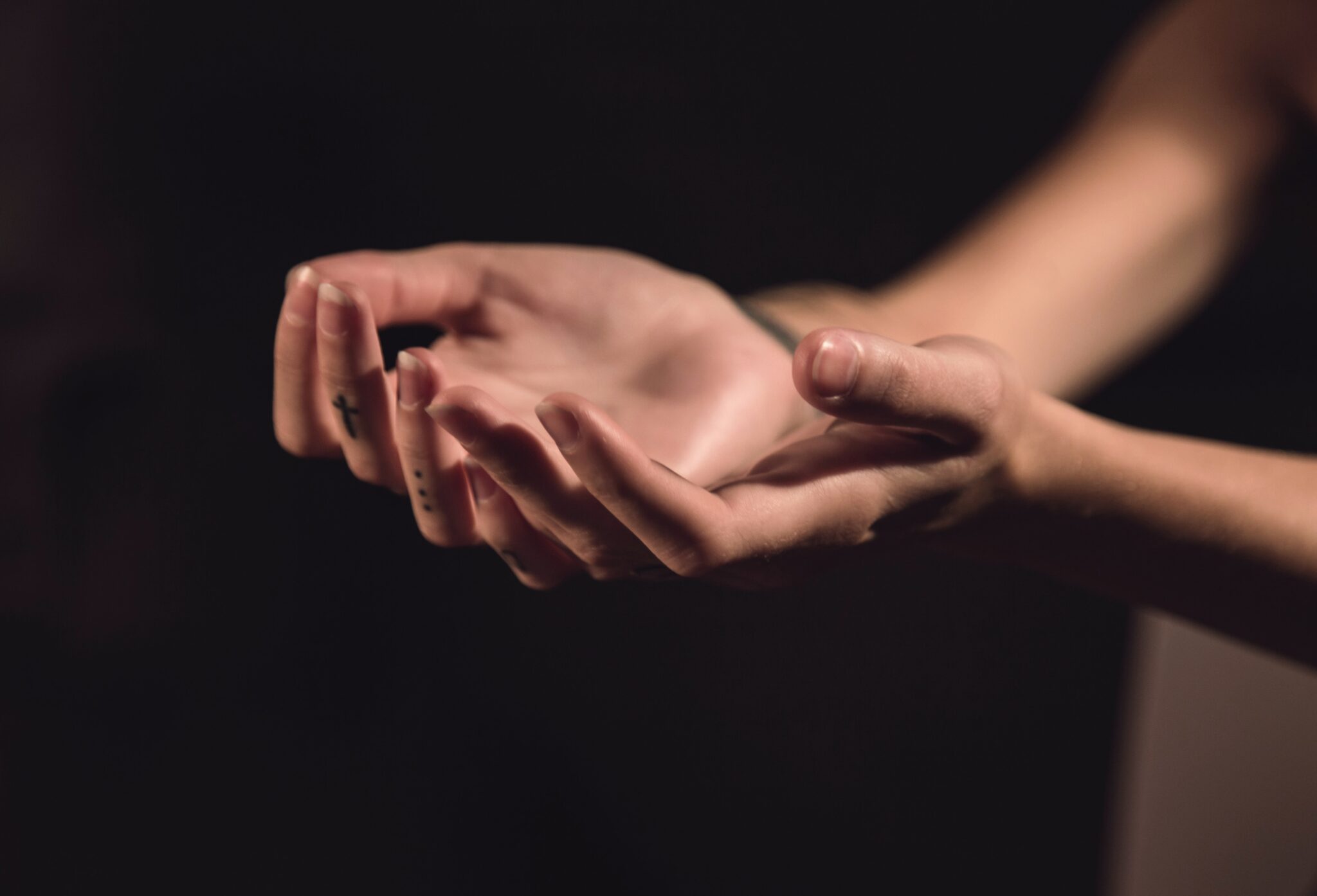 Woman with her palms up