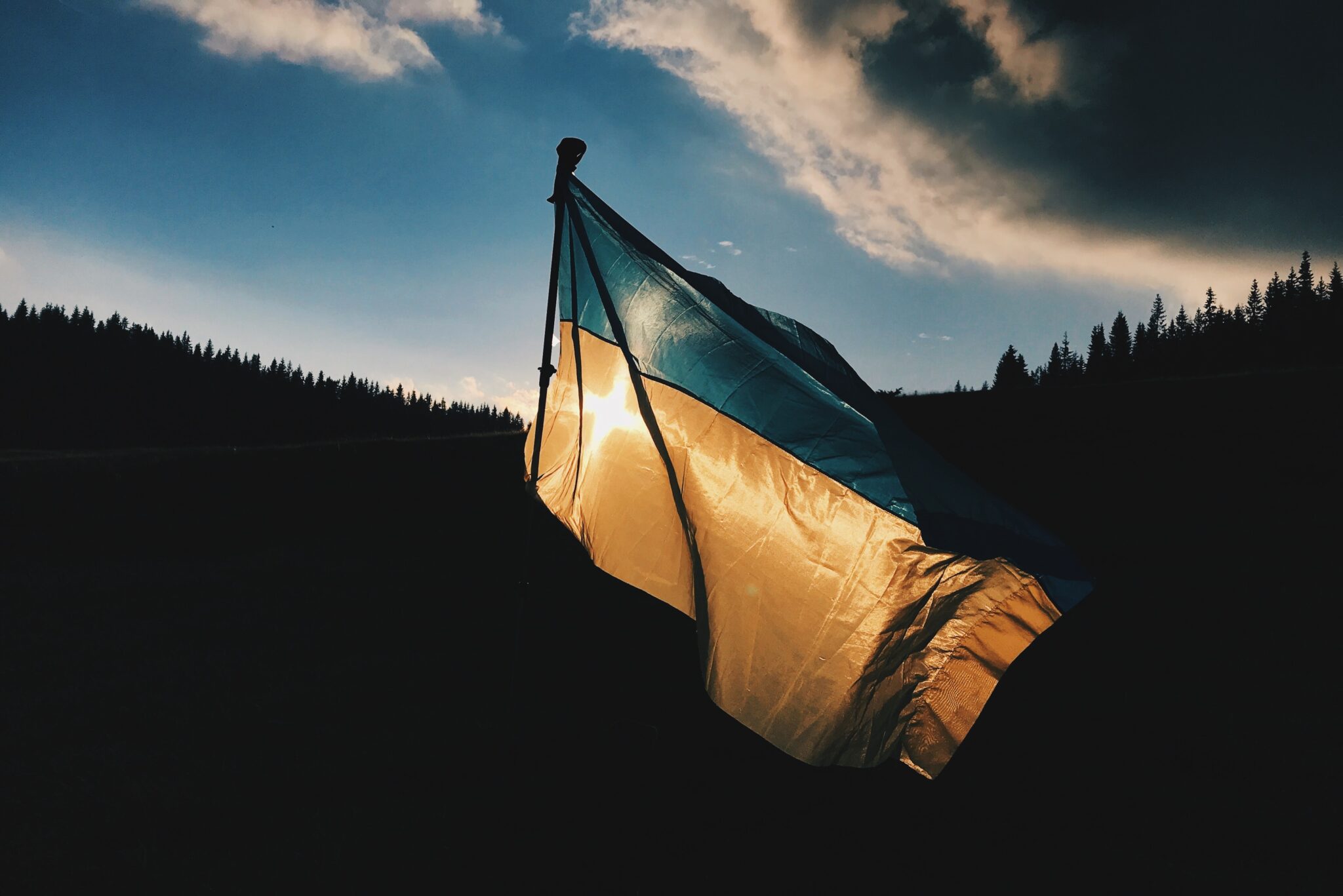 Ukraine flag blowing in the wind