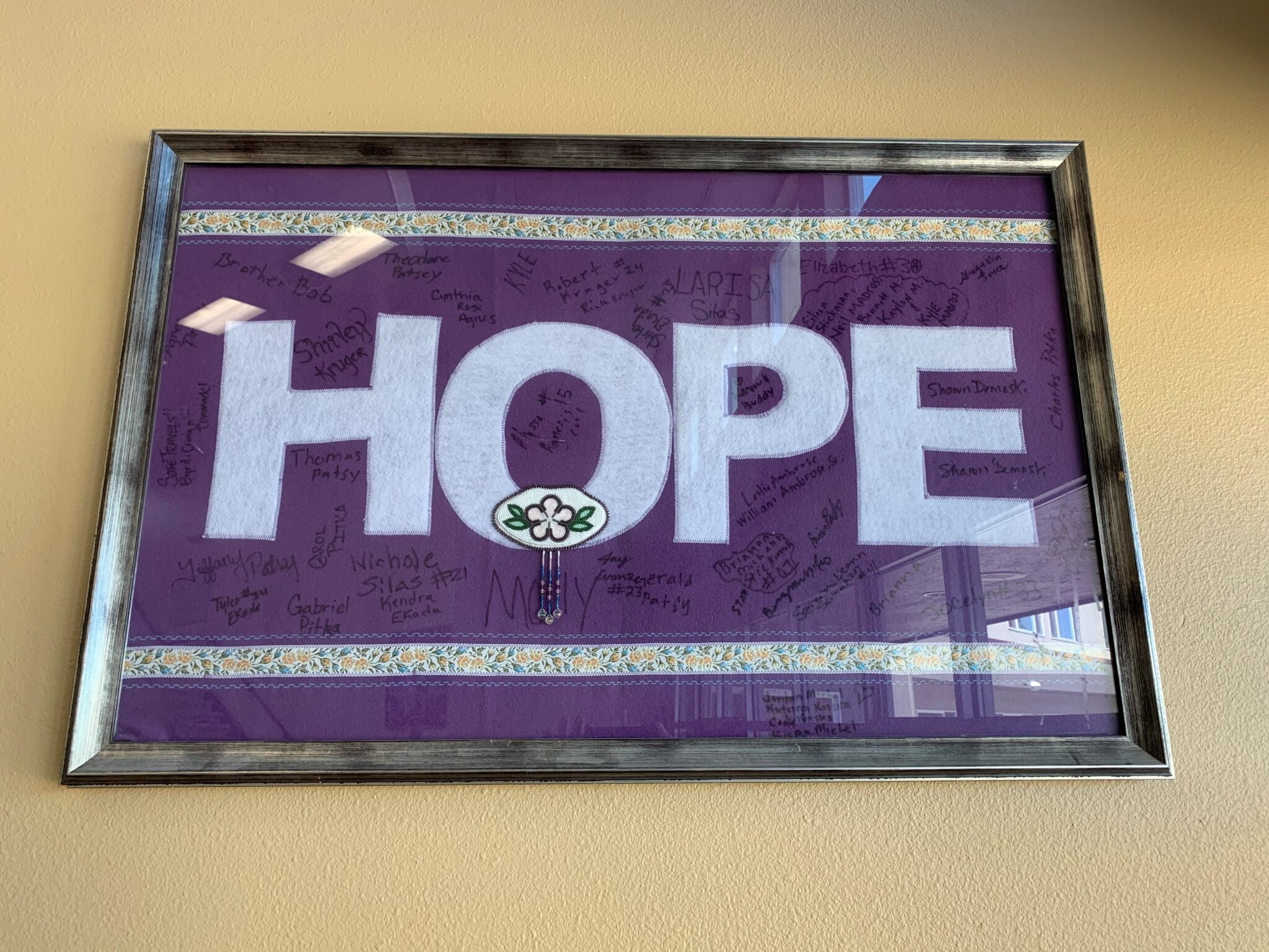 Hope picture frame with lots of signatures